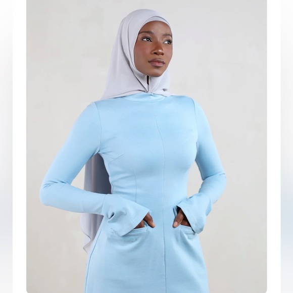 Batul The Collection NWT Talia Baby Blue Modesty Long Sleeve Maxi Dress Large - Picture 2 of 13